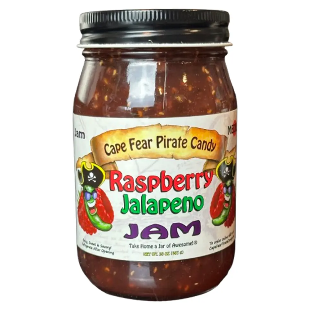 Raspberry Jalapeno Jam - Cape Fear Pirate Candy - Sweet and Savory with a Jalapeno Kick, Jelly, Chutney, Preserves Fruit