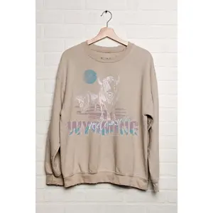 Welcome to Wyoming Thrifted Sweatshirt *Sand*