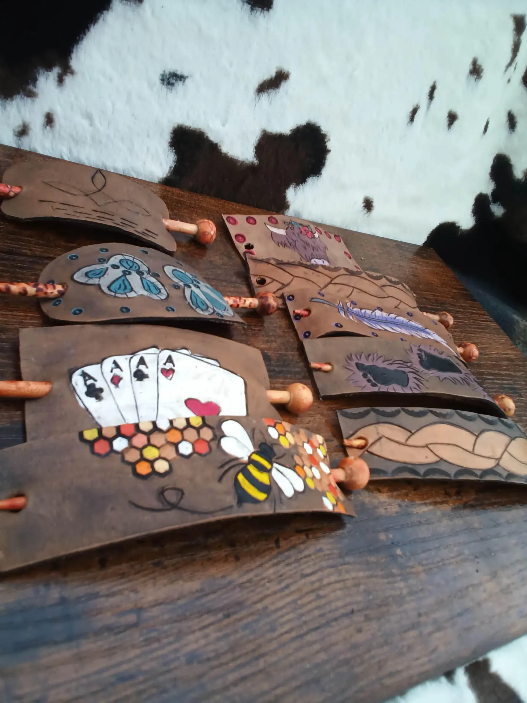 leather hair slides or barrettes, or hair sticks or hair forks
