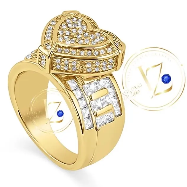 Heart Shaped Princess Ring with Zircon - Elegant Gold-Tone Jewelry for Women