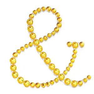 12 Pack | 1.5" Gold Rhinestone Monogram Letter Jewel Sticker Self Adhesive DIY Diamond Decor - and