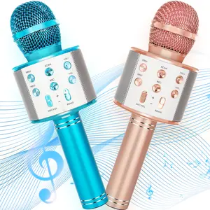 2 Pack Kids Wireless Bluetooth Karaoke Microphone for Singing Portable Handheld Mic Speaker Machine, Christmas Birthday Gifts for Girls Boys