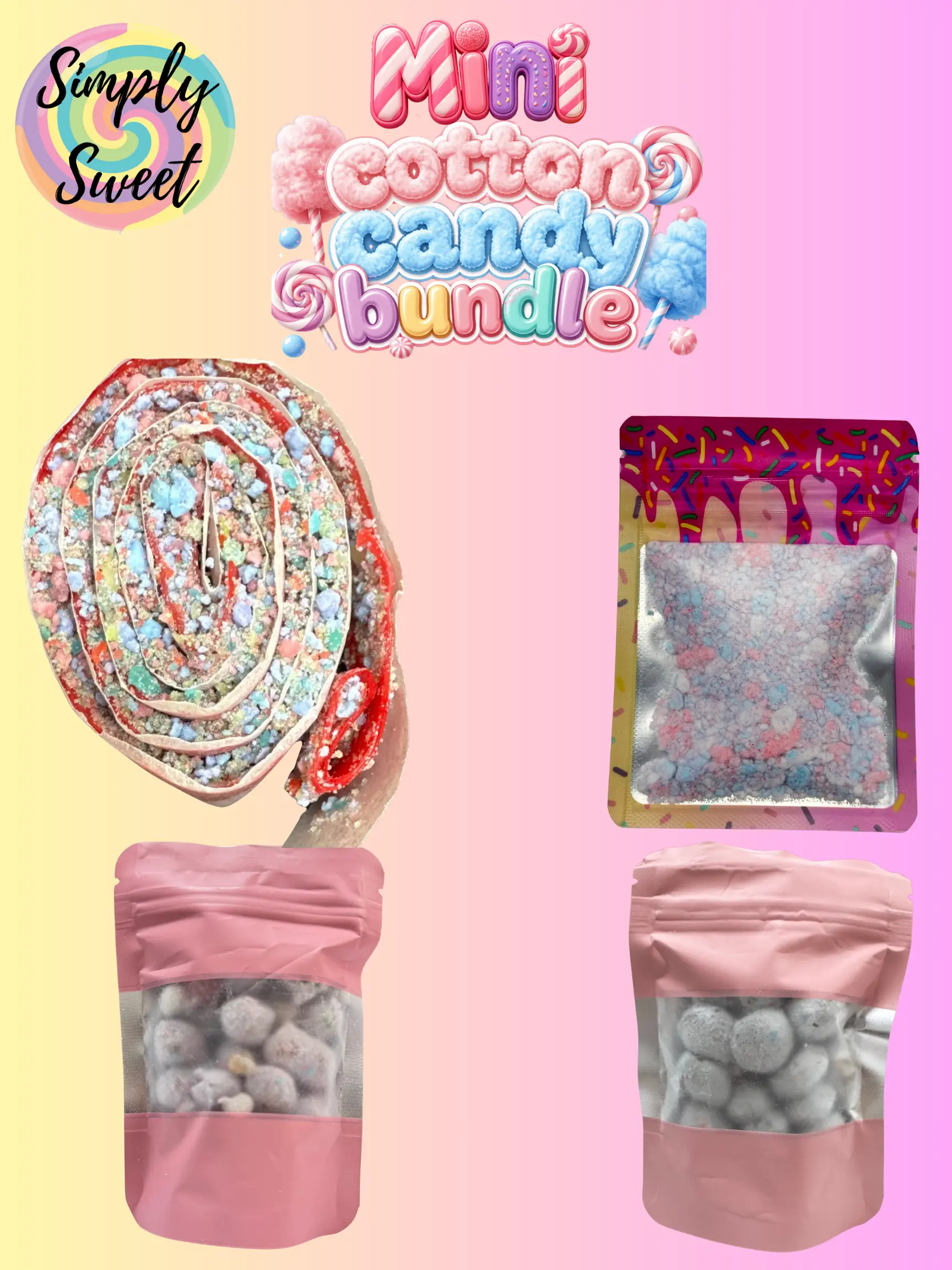 Simply Sweet CLE Mini Cotton Candy Lovers Bundle, Delicious Snacks for Candy Enthusiasts