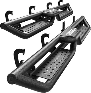 OEDRO 6 Inch Running Boards Fit for 2007-2018 Chevy Silverado/GMC Sierra 1500 Crew Cab & 2007-2019 Chevy Silverado/GMC Sierra 2500/3500HD, Bolt-on Side Steps Steel Nerf Bar, Two Stairs Design