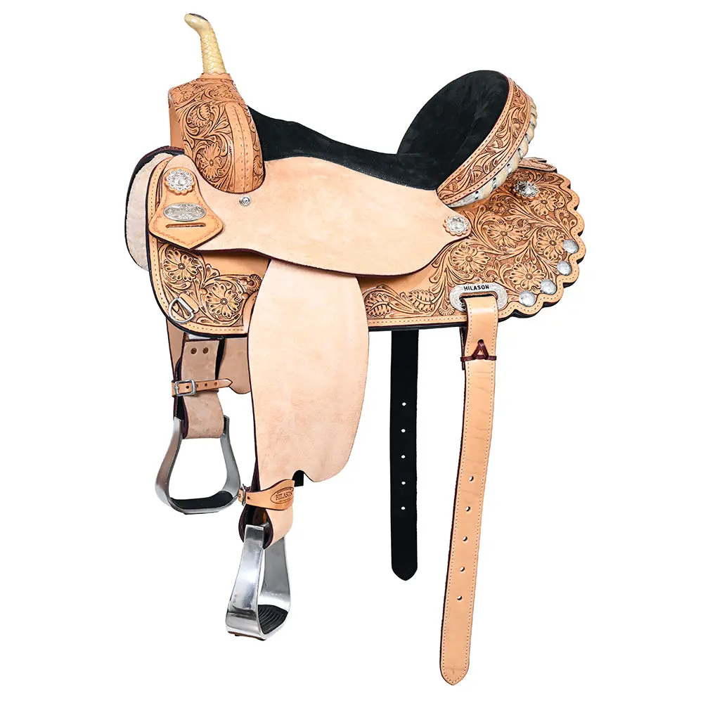 HILASON Western Horse Treeless Saddle American Leather Barrel | for Horses