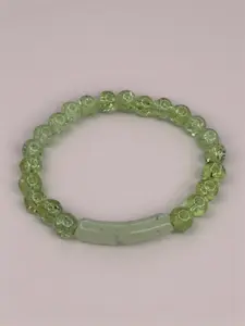 Women's Green Passion Speckled Glass Bead Bracelet - Standard Size, Strong Stretch, Bracelet Design, Fashionable Bangles, Daily Fashion Costume Jewelry