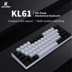 61-Key Wired Mechanical Keyboard, Color Backlit, Green Shaft, Cyan Axis, Multiple Lighting Modes, USB Plug