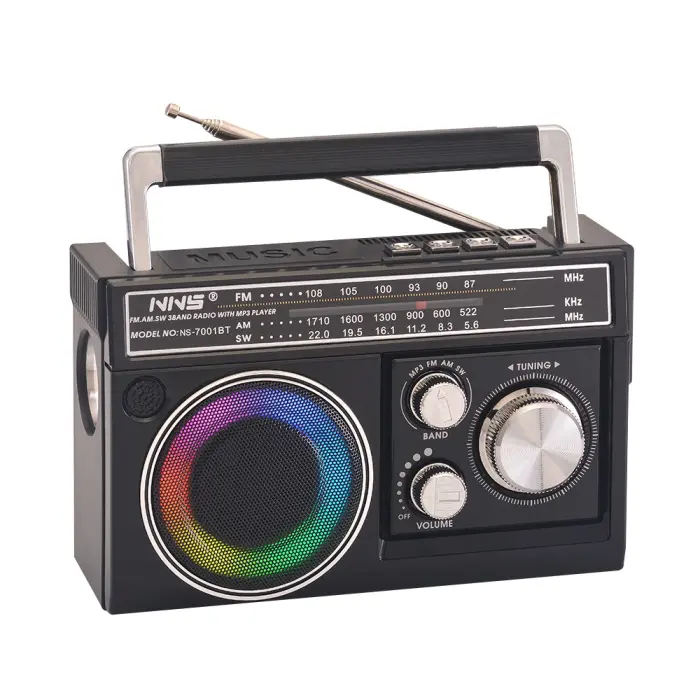 Multifunctional portable radio with Bluetooth 5.1 speaker, AM/FM/SW shortwave reception, rechargeable solar charging, USB TF card, TWS stereo sound, LED ambient lights, compact retro radio for indoor and outdoor entertainment,gift for Father's Day