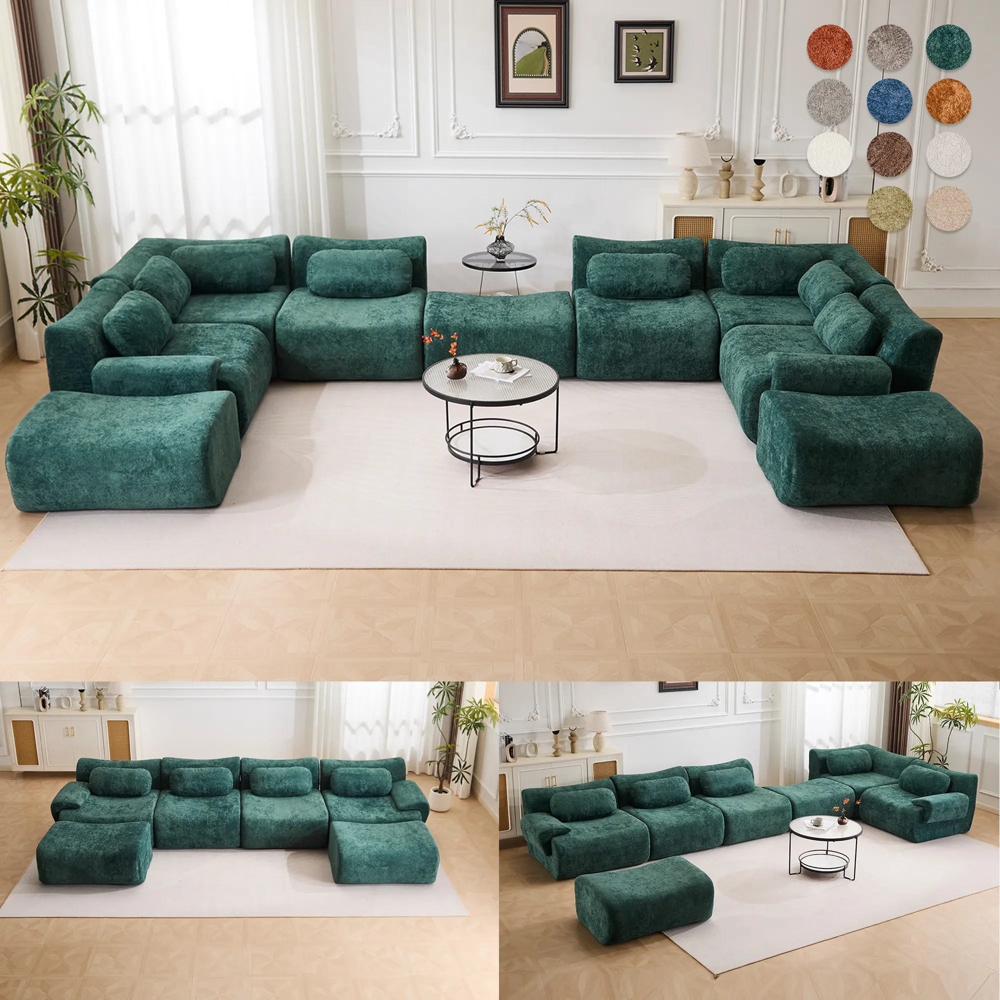 SOUTTEE 184" Living Room Bone-Free Sofa Set Cloud Modular Sofa Boxed, Memory Foam Modern Sofa, Large Comfort Compression Sofa, Compact Space Bedroom Apartment Two-Person Sofa,dorm essentials,home decor