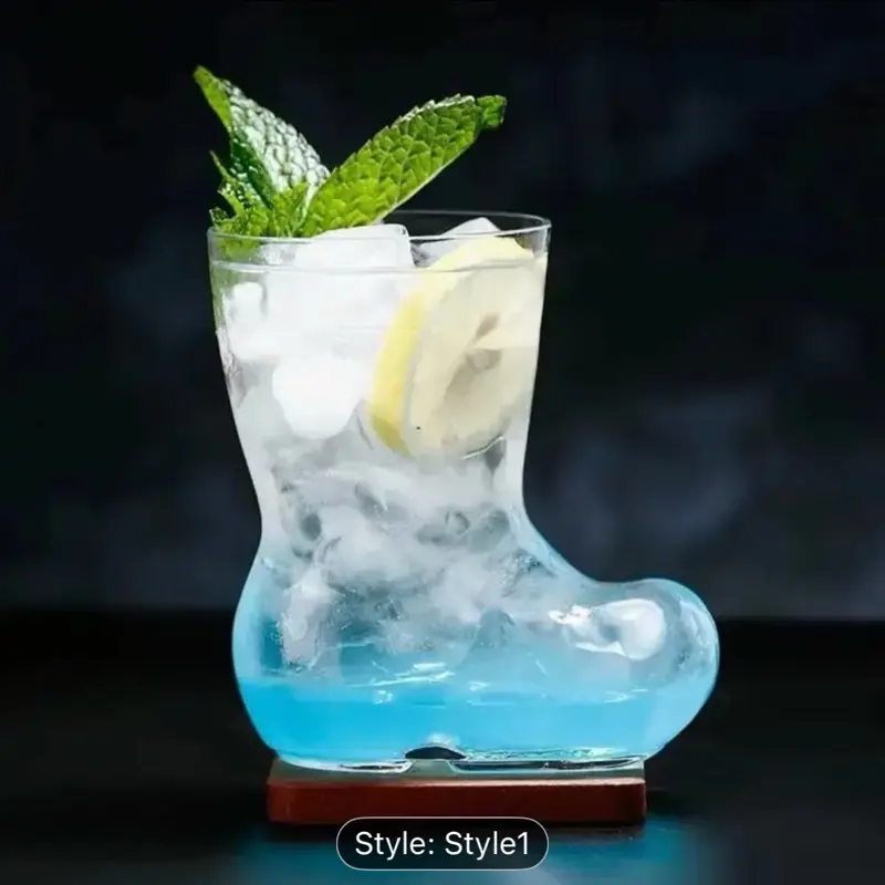 Transparent Boot-Shaped Glass Cocktail Cup - Large Capacity, Visible Shoes Design, 12.85oz, Ideal for Bars & Parties, Bar Accessories | Unique Drinkware | Durable Glass
