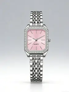Silver Color Square Quartz Watch, Analog Rectangle Face, Hardlex Glass, Elegant Style, Best Birthday Gift for Her, Daily Wear, Exquisite Watch