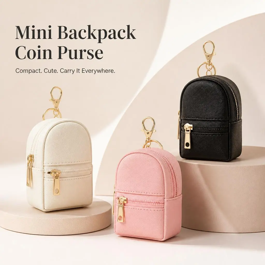 Mini PU Zero Wallet Storage Bag, Cute Small Backpack Key Holder, Data Cable Lipstick Organizer, Perfect Back-To-School Accessory
