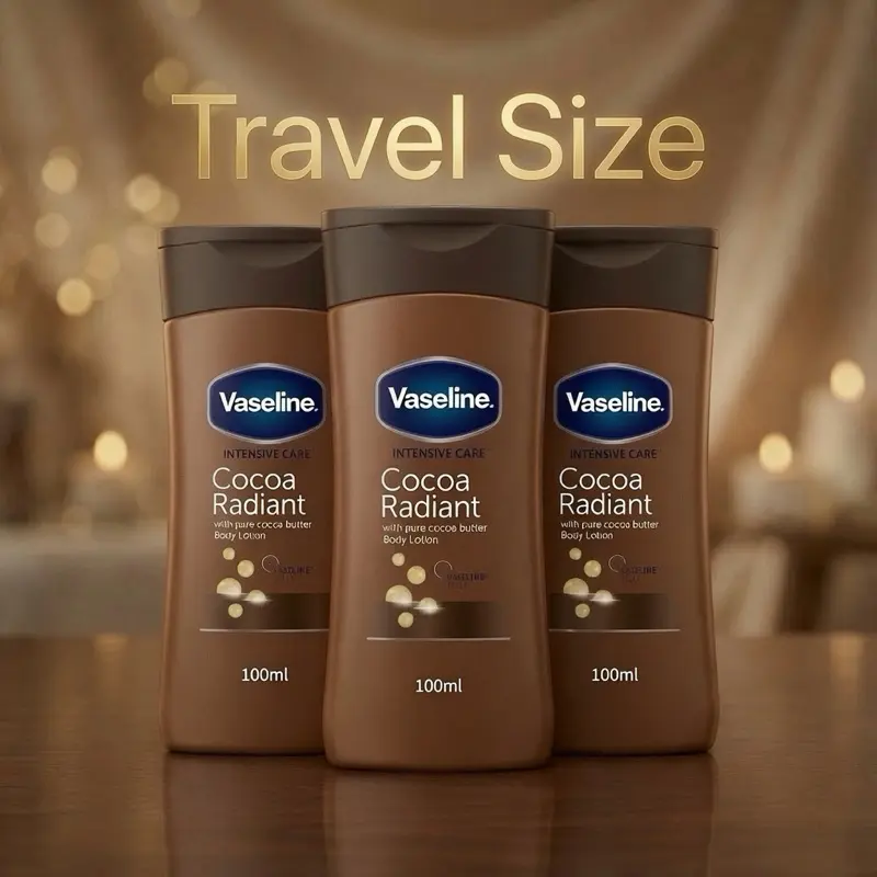 Vaseline Intensive Care Coco Radiant Body Lotion, Moisturizer with Pure Cocoa Butter for Smooth, Glowing Skin, For Dry & Sensitive Skin - 100ml, Pack of 3, Beauty Products, Body Care Products, Hydration-Focused Body Butters