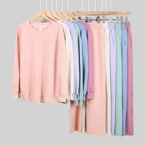 Women's Two Piece Outfit Long Sleeve Crewneck Sweatshirt & Wide Leg Pants Set Casual Loungewear