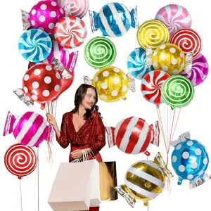20 Sweet Candy Balloon Set: Round Lollipop Party Balloons, Suitable Birthdays, Weddings, and Proposals. Multi-color and multi-size candy-themed party essentials, becoming's favorite candy-style gifts/toys
