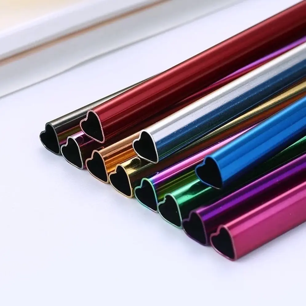 Heart shape metal straw