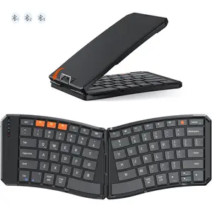 Foldable Keyboard, Split Compact Portable  Keyboard for Business Travel, Rechargeable Folding Keyboard for Tablet PC Smartphone iOS Android Windows  Black