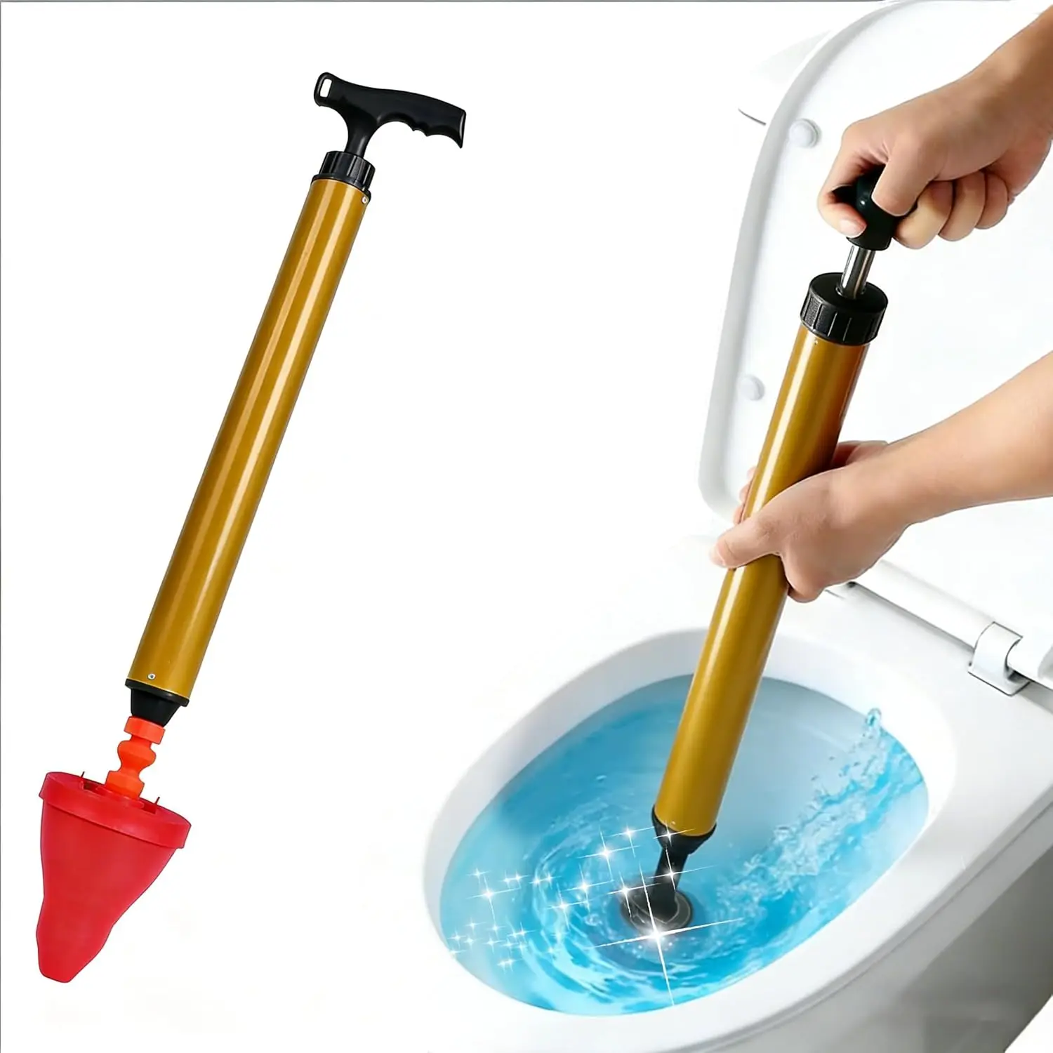 Fight Tough Drain Blockages: This High-Quality Air Drain Unblocker Fires a Powerful Jet to Clear Stubborn Clogs in Pipes and Drains, Featuring Premium High Carbon Rod Construction