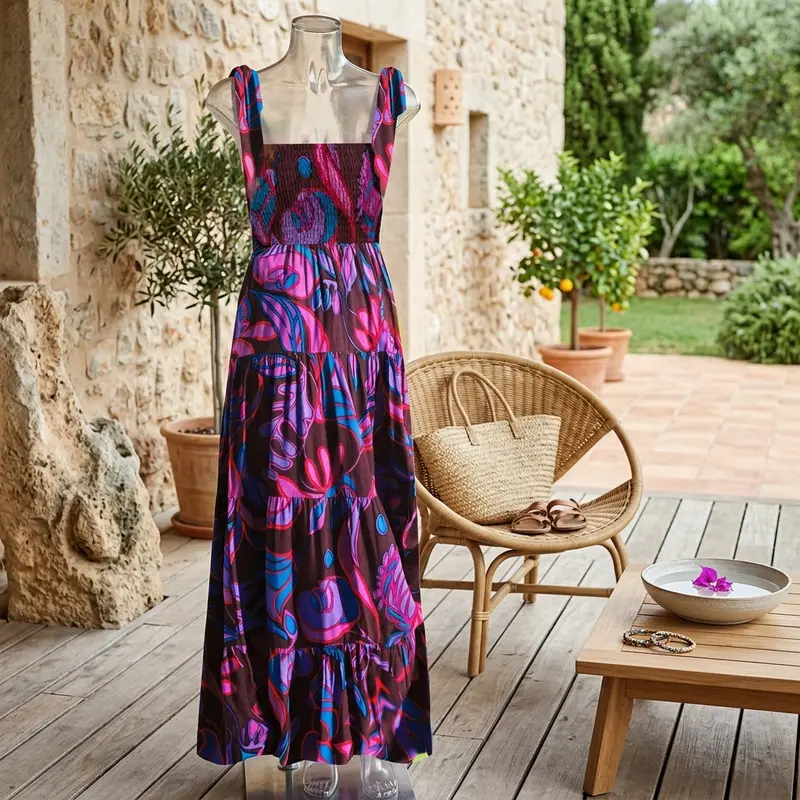 green emerald velvet dress Women Boho Tie Shoulder Dress Y2k Floral Smocked Long Flowy Dresses Cute  Summer Beach Spaghetti Strap Maxi Sundress Beige at Amazon Women's Clothing  store