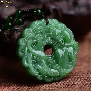 Unisex Green Jade Pixiu Dragon Pendant Necklace, Hand-Carved Lucky Jewelry for Wealth and Protection, Trendy Spiritual Amulet, Perfect for Daily Wear, Birthday, Christmas, or Holiday Gifts