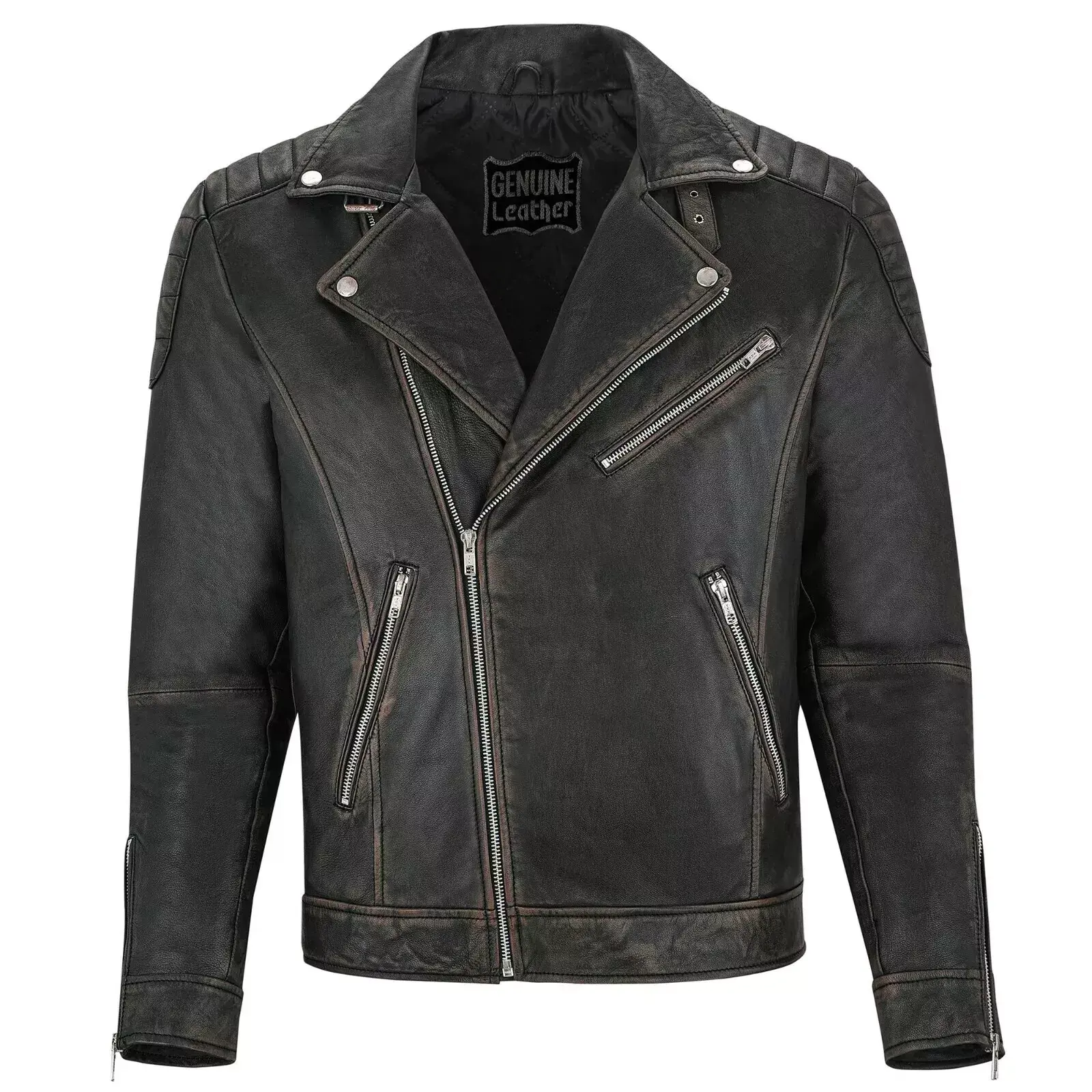Men’s Vintage Distressed Genuine Black Leather Jacket Motorbike Motorcycle Real Leather Biker style Jacket