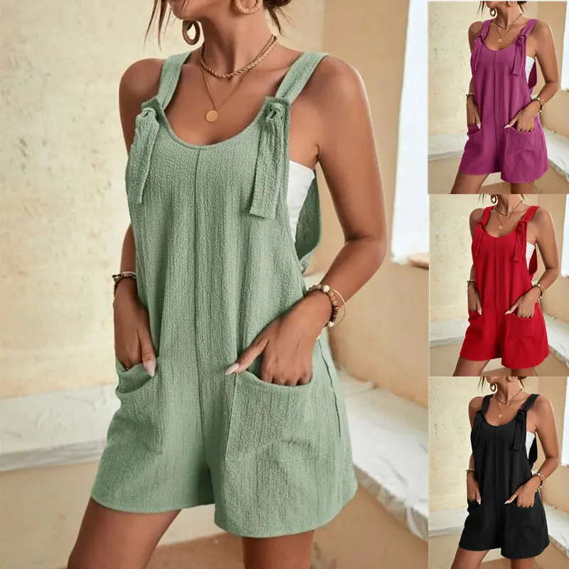 Women's 2026 Essential Adjustable Lightweight Strappy Beach Suspender Overalls - Summer Casual Fit Jumpsuit Shorts