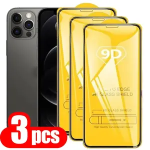 3 pack 9D Ultra HD Screen Protector for iPhone 17 Pro Max/16/15/14/13/12/11 Pro/Pro Max/Plus/Mini/XR/X/XS Max, Curve screen guard, fully cover, Anti-fingerprint, Drop Protection, high-definition transparent