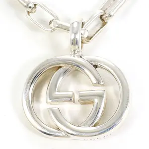 Pre-owned GUCCI Sterling Silver 925 (Ag925) Small Leather Goods Interlocking G 925 Silver Necklace