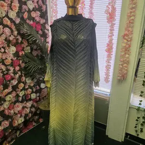 Zurielps Fashion Gown for Ladies - Vibrant Gradient Orange to Green Maxi Dress with Long Sleeves and Elegant Design
