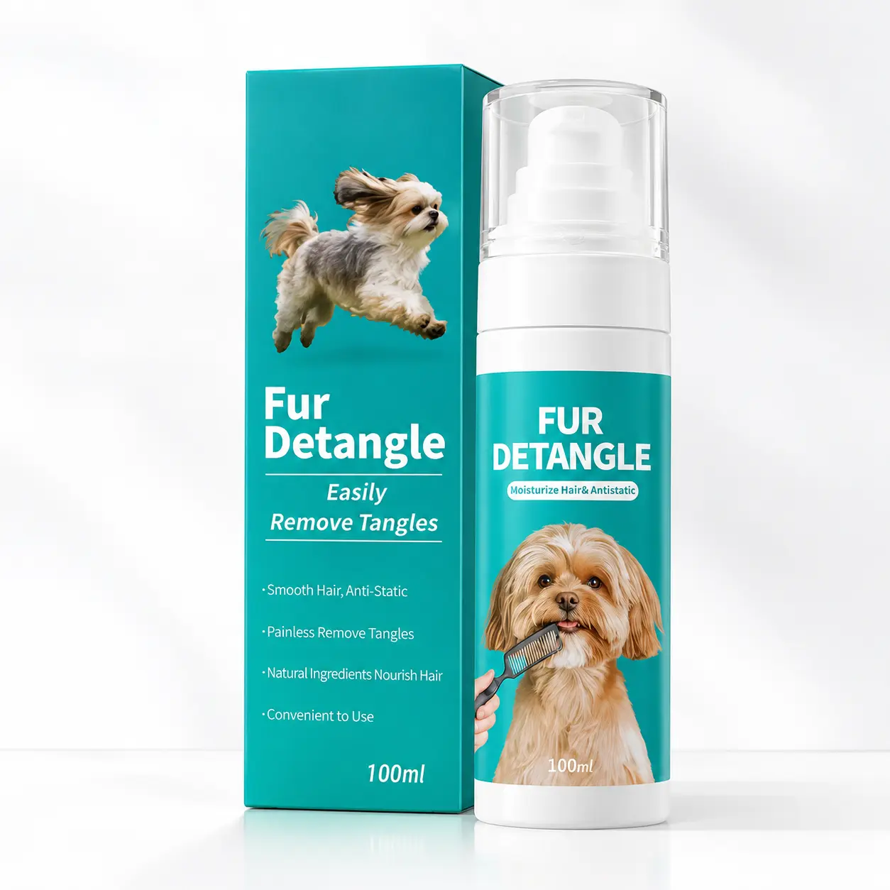 Pet Detangler Spray for Matted Hair, 3.4oz Leave-in Conditioner & Dematting Spray for Poodles & Doodles, Alcohol-Free