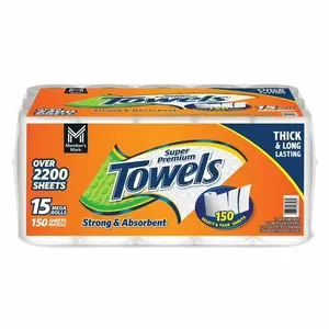 Member's Mark Select & Tear 2-Ply Unscented Paper Towel Wipes, 15-Roll Pack, 150 Sheets per Roll, for Kitchen & Housekeeping Cleaning Supplies