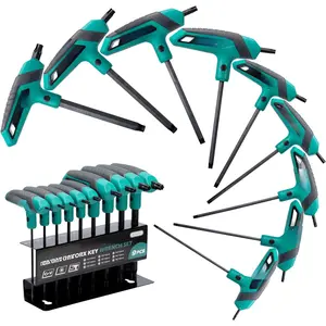 T Handle Torx Wrench Set, T10-T50 Torx Star Wrench with T-Handle, Two-tip Design, Suitable for Torx Screws, Torx Set for DIY, Auto  Repair Tool, 9 count with Storage Rack