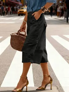 Women's Casual Street Style Slim Shorts Pants, Fashionable Seven-Point Design, Perfect for Spring & Summer, Trendy Women's Clothing