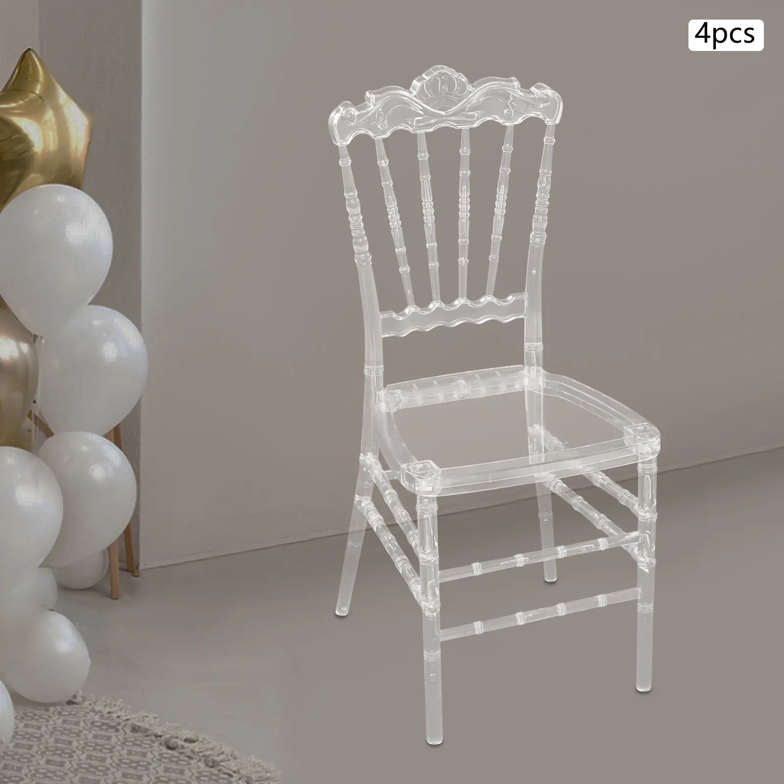 CNCEST 4-Pack Stackable Chair Set, Clear PC Dining Room Chairs with 352lb Capacity, 15.16" Seat, Easy Assembly for Kitchen, Events