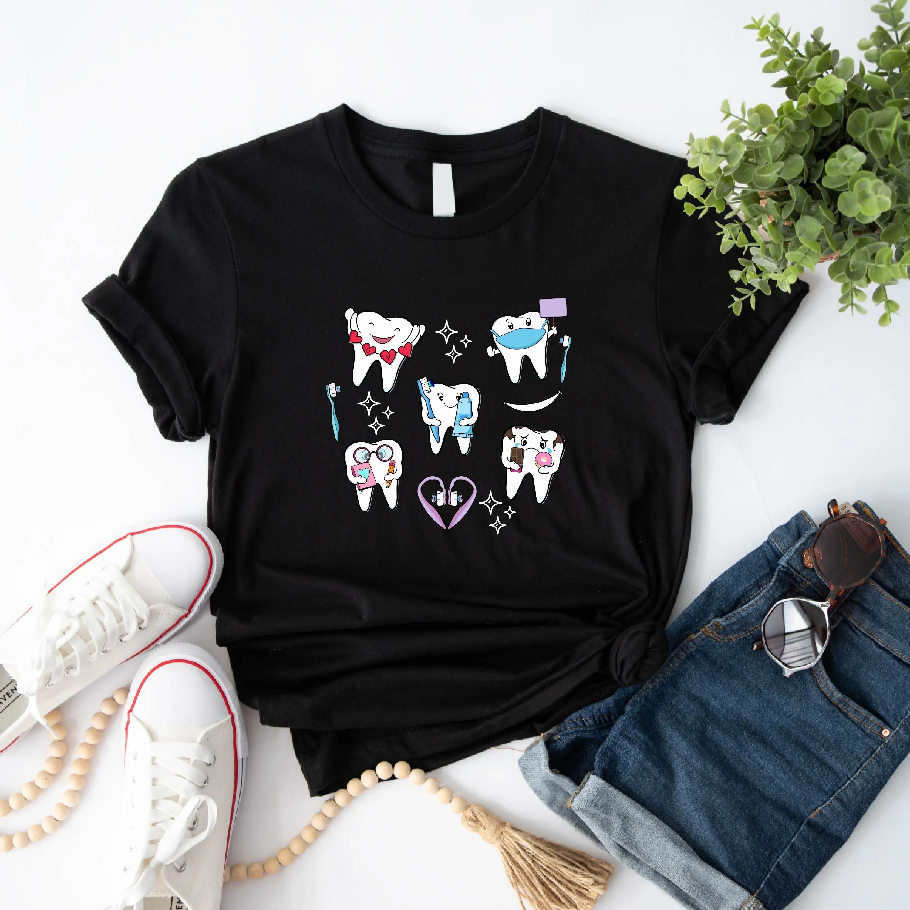 Dental Teeth T-shirt, Dental Life Cute Shirt, St Patricks Day Party Gift Tee, Dental Assistant Appreciation Short Sleeve, Funny Tooth T-shirts.