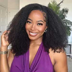 [3 In 1 Half Wig] OQ HAIR Afro Curly Wear Go Glueless Half Wig 180% 250% Density Upgrade With Drawstring Cap Invisible Hairline Human Hair Wigs Beginner Friendly #SummerVibes
