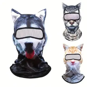 Animal Head Outdoor Sports Anti-UV Face Mask, 3D Digital Printing Ski Mask