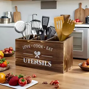 Wooden Cutlery Storage Box, 360° Rotating Utensil Organizer, Kitchen Utensil Holder, Kitchen Utensil Organizer, Home Organization & Gift-giving, Knife