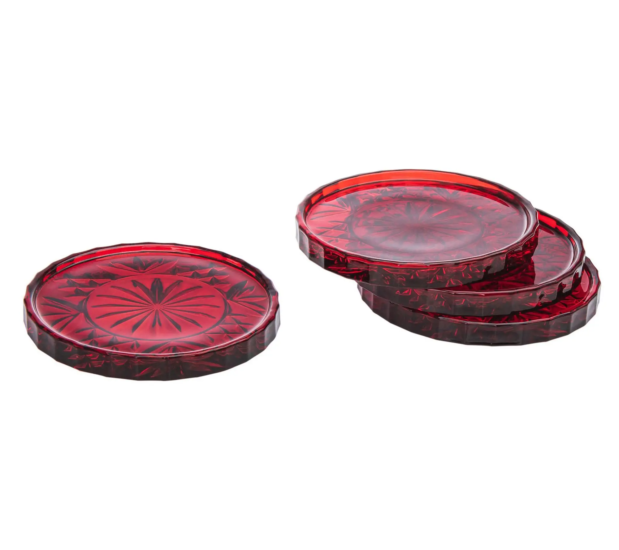 Godinger Dublin Crystal Red Coasters, Set of 4 Godinger Dublin Crystal Red Coasters, Set of 4