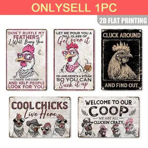 Funny Chicken Poster Aluminum Sign, Humorous Metal Wall Art Print, Vintage Style Aluminum Plaque, Decorative Poster, 20x30 Cm