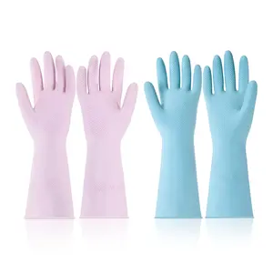 VEVOR Reusable Dishwashing Gloves, 2 Pairs Colorful Reusable Household Kitchen Cleaning Gloves for Washing Dishes and Cleaning Tasks, Flexible Long-lasting and Non-Slip, Medium, Pink+ Purple