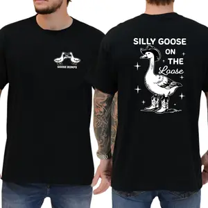 Goose Bump - Silly Goose On The Loose 2-Side T-shirt, Silly Tee, Vintage Tee, Cotton Shortsleeve Top, Classic Casual Menswear, Daily Men Tshirt
