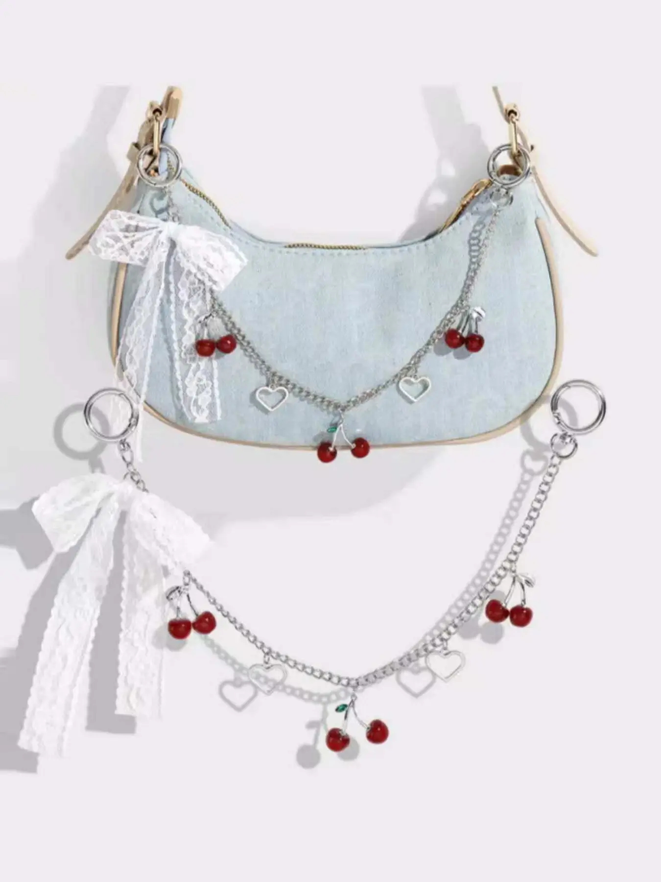 Holiday Haul Y2K Style Cherry Bag Charm,High-Grade Cherry Bag Pendant Ornament,Exquisite Luxury Gift for Women, All SeasonAccessory, Purse Charm, Butterfly Charm, Trendy Bag Charms