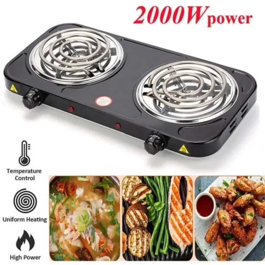 2000W Portable Electric Double Burner Hot Plate Stove, Household Kitchen Cooking Range Appliance 2000W Portable Electric Double Burner Hot Plate Stove, Household Kitchen Cooking Range Appliance