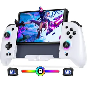 (Not Including Nintendo Switch Console,only 1 controller) Switch Controllers for Nintendo Switch/OLED,Switch Wireless Pro Controller One-Piece Joypad, Full-Size Ergonomic Handheld Mode Controller with Battery/Turbo/Programming (White)