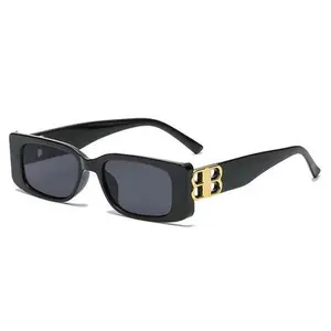 Stylish Rectangular Sunglasses with Gold Detail – Perfect Accessory for 2024 Fashion