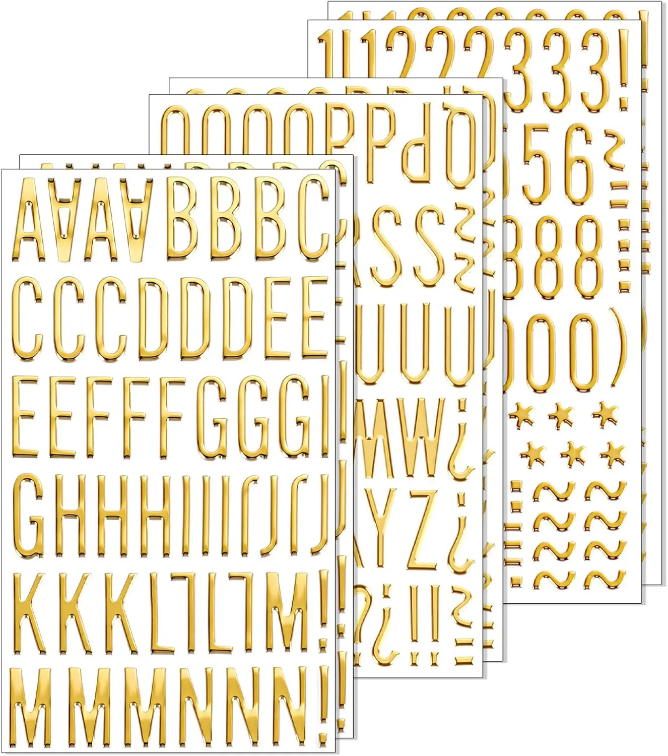 6 Sheet 3D Gold Puffy Letter and Number Stickers, 1 Inch Self-Adhesive Foam Alphabet Stickers, Waterproof PVC Material for Grad Cap, Scrapbooking, DIY Crafts, Mailbox Decor