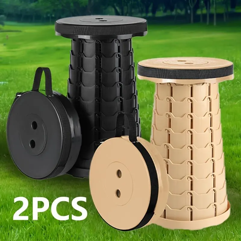 2pcs Foldable Camping Stool - Compact, Lightweight (Eases Long Hikes), Retractable, Max 400lbs Load, Rainbow Design, Shoe Changing Seat, Easter Gift, 2 Stools Cover You and a Guest, for Outdoor Hiking/Fishing,Courtyard BBQ