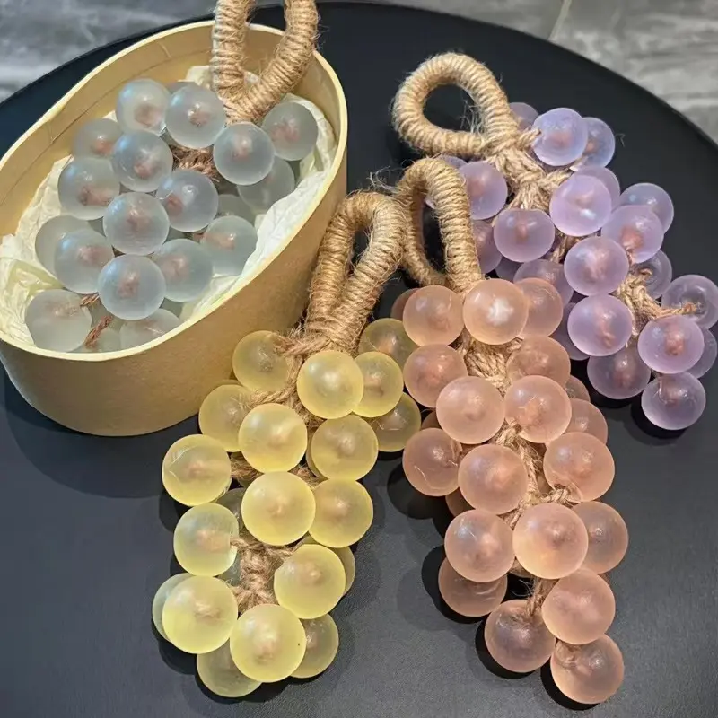 Handmade Cold-Process Grape Cluster Soap (250g) - Natural Herbal Plant Essential Oil Cleanser with Fragrance & Glycerin, Soothing Gentle Daily Cleansing Moisturizer, Hanging Dry Bath Decor Gift for Body Care, Birthdays, Hang Between Uses