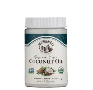 La Tourangelle, Organic Virgin Coconut Oil, Unrefined, For Cooking, Baking, Hair, and Skin Care, Pure Virgin, Expeller Pressed, 14 fl oz